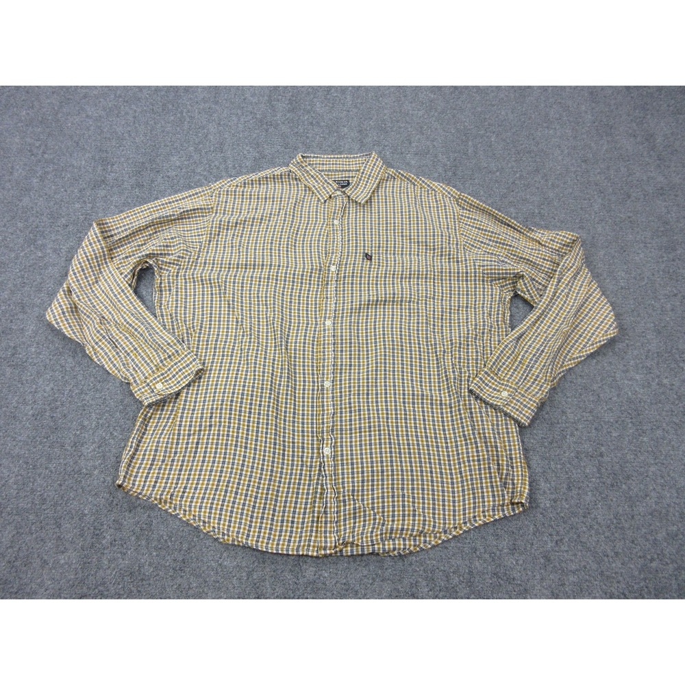 Vintage Polo Ralph Lauren Shirt Mens XL Yellow Plaid Cotton Long Sleeve Button